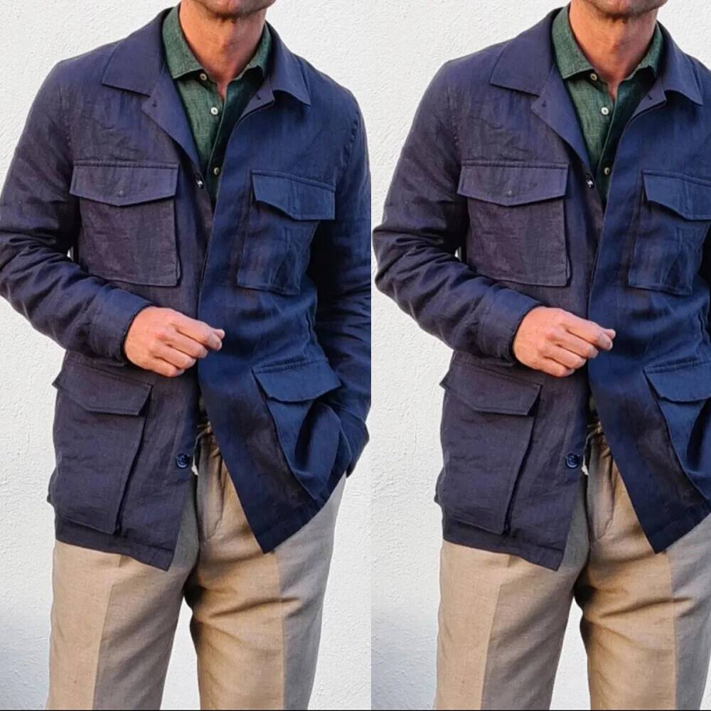 Safari Outdoor Hunting Jackets - Męskie lniane kurtki safari w stylu